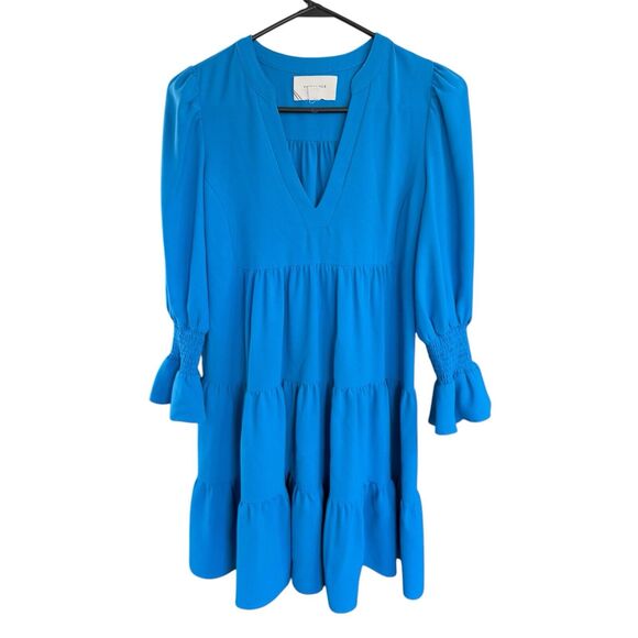 POMANDER PLACE Capri Blue Crepe Kenzo Dress Tuckernuck XS Boho Prairie - Picture 1 of 8
